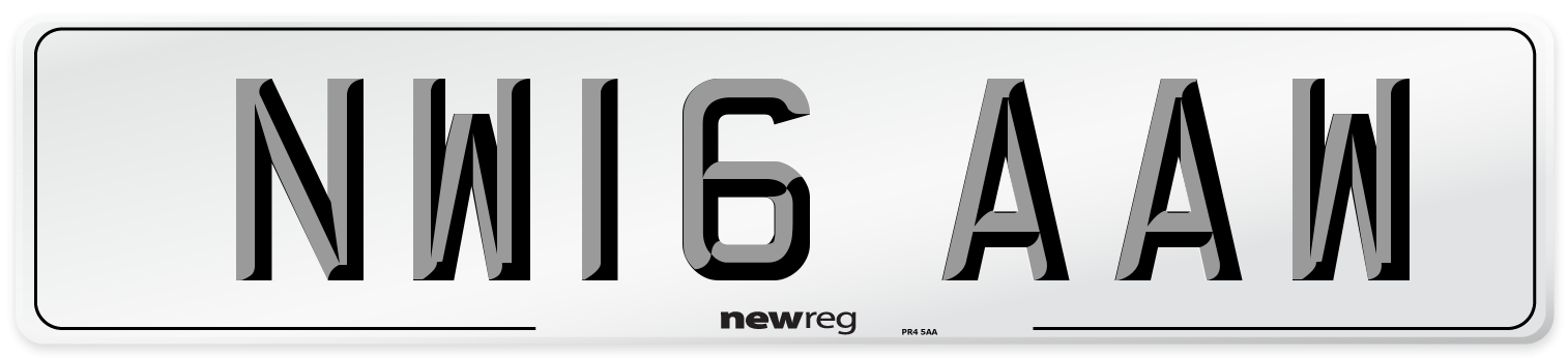 NW16 AAW Number Plate from New Reg
